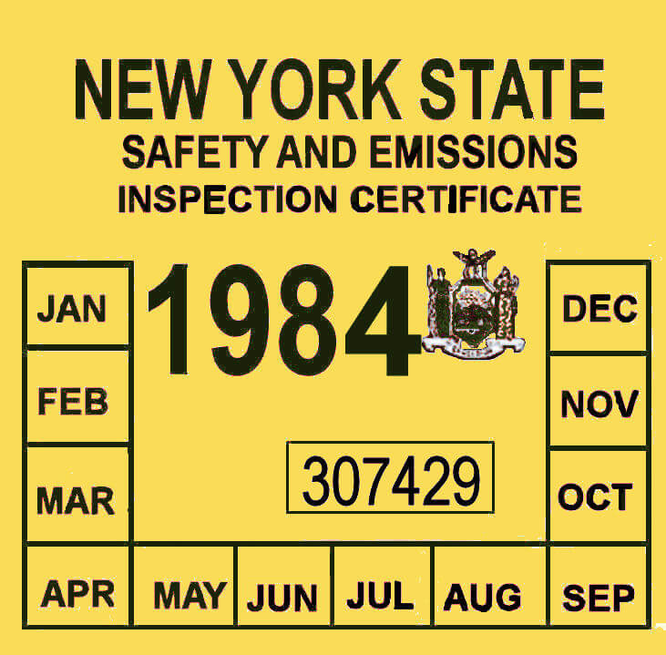 1984 New York Inspection sticker 1984 New York Inspection sticker